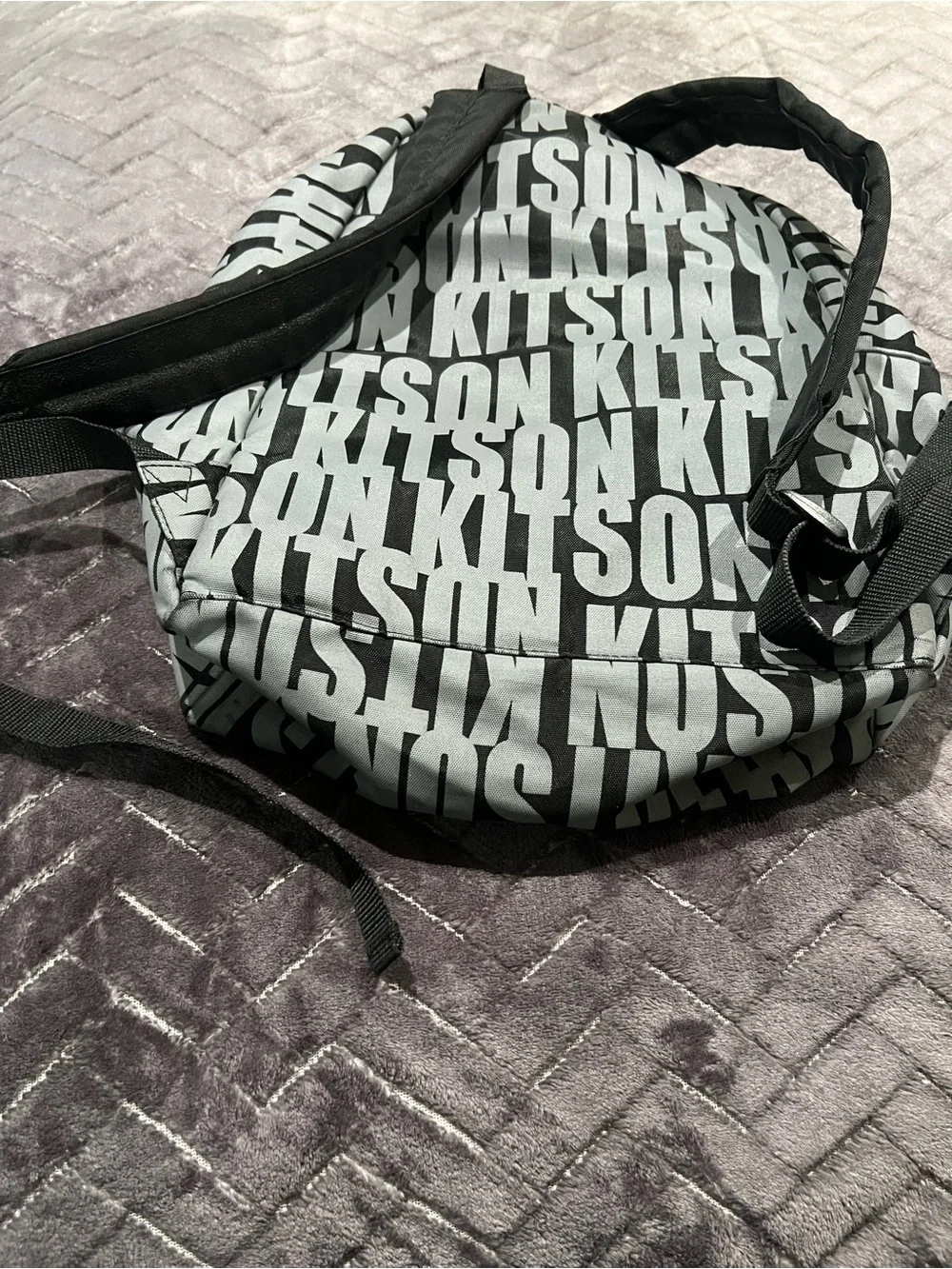 used kitson Black and Gray Logo Kids Backpack
